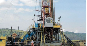 An oil rig drilling oil in western Uganda near the shores of L. Albert. FILE PHOTO