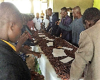 The Cocoa farmers paid their tithes for the month of October with cocoa beans