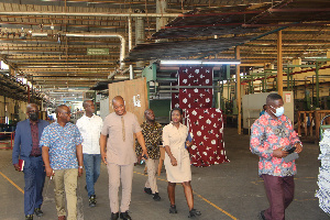 Tema Mayor Yohane Amarh Ashitey (second left) is taken round during his visit