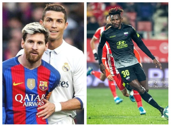 A file Photo of Messi,Ronaldo and Ghana international Emmanuel Lomotey