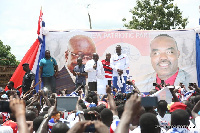 Akufo-Addo addressing gathering at Gomoa Akotsi