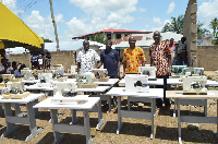 Kentle Seth Agbobli distributed 22 Industrial sewing machines to some residents