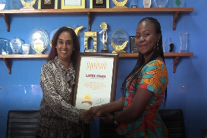 CEO of African Brands Warrior, Fatima Alimohammed presented the award to Latex foam