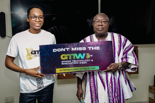 Minister of MESTI, Dr. Kwaku Afriyie (R) and Founder of GTIW, Herman Gabriel (L)