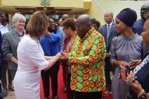 President Akufo-Addo exchanging pleasantries with Nancy Patricia Pelosi