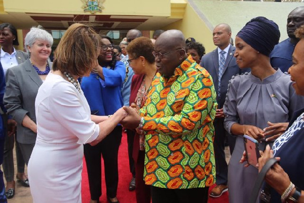 President Akufo-Addo exchanging pleasantries with Nancy Patricia Pelosi