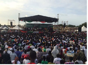 Shatta Wale on stage at the NDC Tamale campaign launch