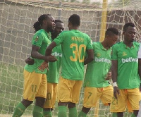 Aduana team celebrates a goal