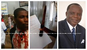 The prime suspect and the murder weapon which was allegedly used in killing Rev Nabegmado