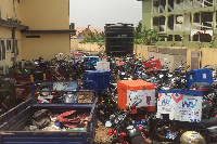 Some of the motorbikes and tricycles impounded