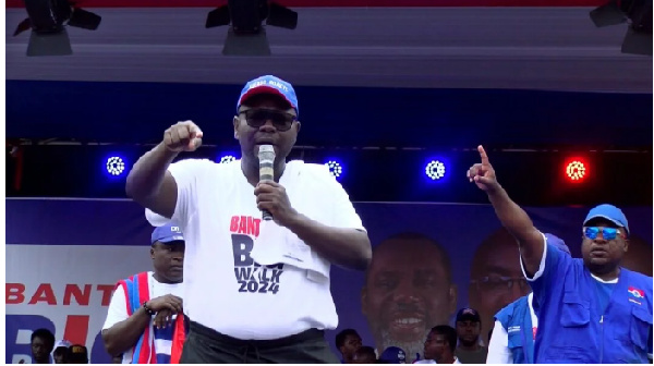 Francis Asenso-Boakye speaking after the NPP’s Bantama Big Walk 2024 event