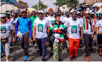 Dr Zanetor Agyeman-Rawlings and some youth in her community