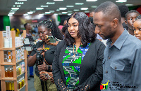 Chief Executive Officer of NEIP, Mr. Kofi Ofosu Nkansah inspecting products on display