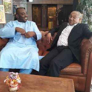 Sports Minister, Isaac Asiamah with CAF President Ahmad Ahmad