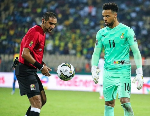 Black Stars goalkeeper, Jojo Wollacott in action during 2021 AFCON