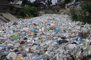 Fishermen in Osu, Accra, have resorted to burying plastic waste on the shores