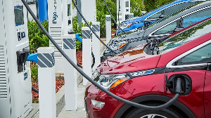 File photo of an electric car charging station