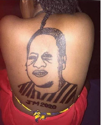 A tattooed image of Mahama