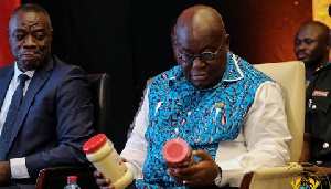 President Akufo-Addo presented with some of the products from the pitch