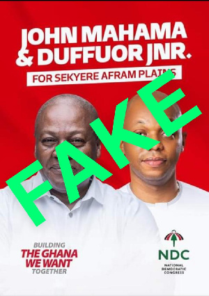 Fake Poster Of Duffuor Jnr Supporting Mahama 