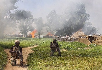 A photo of some soldiers at Bawku during one of the moments of violence