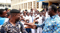 Eudcation Minister, Dr. Yaw Osei Adutwum interacting with students