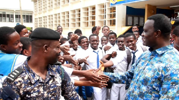 Eudcation Minister, Dr. Yaw Osei Adutwum interacting with students