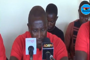 Spokesperson for the Berekum Citizens Association, Francis Manu Gyan addressing the press