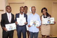 Former South African president, Thabo Mbeki with Michael Ige (2nd left) and other team members