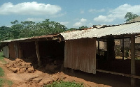 Portions of the school building collapsed