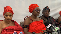 Traditional leaders of Akposo-Kubi at the press briefing