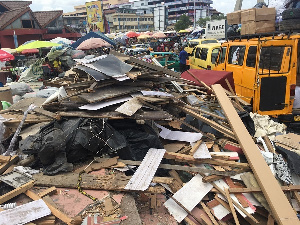 Some debris of the demolished structures