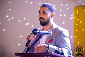 A member of the organising team speaking at the launch