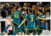 Joseph Paintsil celebrates with his LA Galaxy teammates