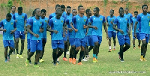 Team Asante Kotoko traing for the El-Classico at Kumasi on Sunday