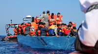 A rescue exercise being conducted on the Mediterranean