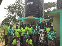 The old students with the Assistant Headmistress and some students of Adonten SHS