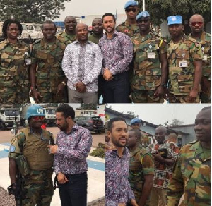 Actor Majid Michel with Ghanaian Army personnel