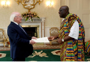 Ambassador Papa Owusu-Ankomah presenting Letters of Credence to President Higgins