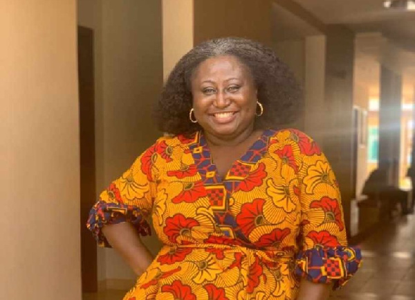 The late Frances Awua-Kyerematen at the walkway of the Research Building at Ashesi University