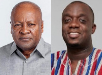 Ex-President John Dramani Mahama (left); General Secretary of the NPP, Justin Frimpong Kodua (right)