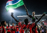 Gambia players celebrating their qualification