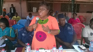 Director of Mankessim Social Welfare Department, Mrs. Felicia Ankrah Halm delivering a speech