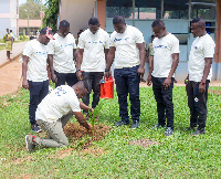 Some members of the foundation planting trees