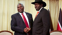 Rivals Mr Machar (L) and President Kiir (R) are supposed to form a unity government by 22 February