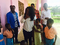 Emelia Brobbey interacting with some of the kids