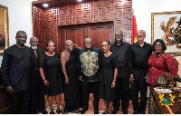 President Nana Akufo-Addo (middle) with members from J.H Mensah's family