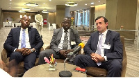 Michael Luguje (L), Samuel Ntow-Kummi (M) and Rory Doyle at the 18th Intermodal Africa Conference