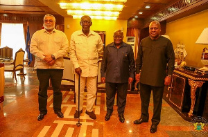 Akufo-Addo in a photograph with Former Presidents of Ghana