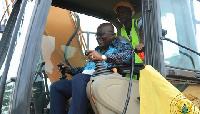 President Akufo-Addo cutting the sod for the construction